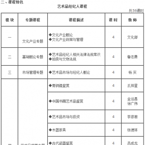 國家文化部藝術品經紀人研修班招生簡章