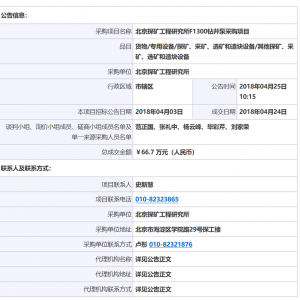 北京探礦工程研究所F1300鉆井泵采購項目成交公告